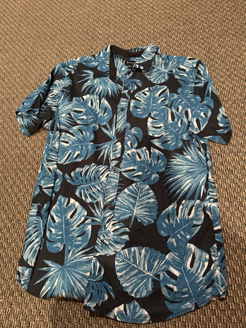 Matix Blue Tropical Leaf Button-Up Shirt